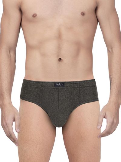 Pepe Jeans Men's Solid Charcoal Melange Brief | L
