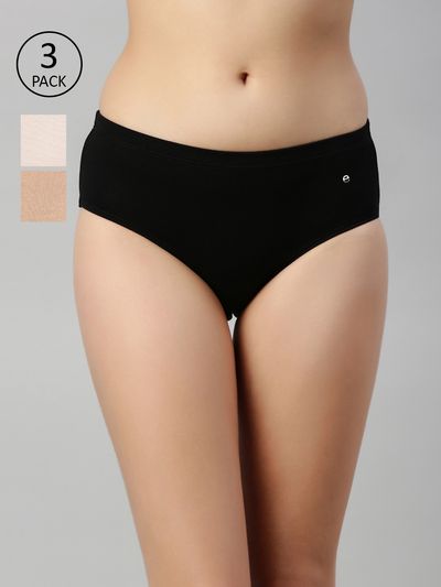 Enamor Women's CR17 Stretch Cotton Hipster Panty|Mid Waist|Antimicrobial | Assorted-L