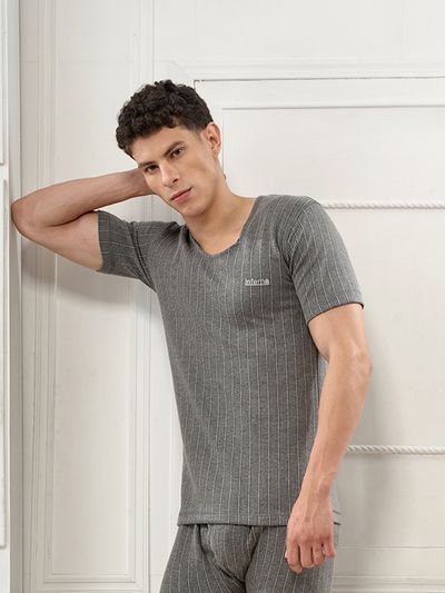 Lux Inferno Round Neck Half Sleeve Thermal Top for Men | Charcoal | 100 |  XXL