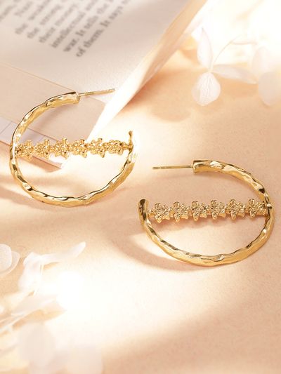 Rubans Gold-Plated Crescent Shaped Half Hoop Earrings