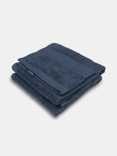 Jockey T201 Cotton Terry Ultrasoft and Durable Solid Hand Towel - Navy | Pack of 2