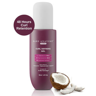 Bare Anatomy Curl Defining Gel For Curl Retention & 2X Frizz Protection Coconut Oil & Castor Oil