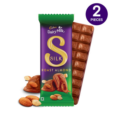 Cadbury Dairy Milk Silk Roast Almond Chocolate Bar, 143 g - Pack of 2