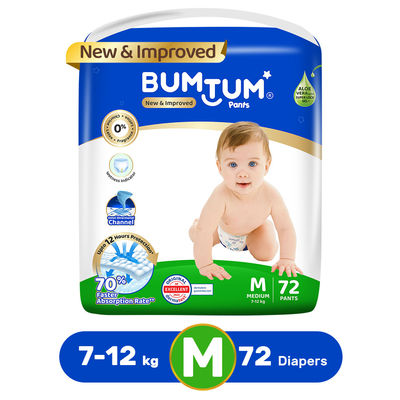 Bumtum Diaper Pants Leakage Protection Pant For Kids | White | M (6 - 11 kg)
