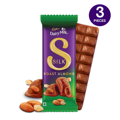 Cadbury Dairy Milk Silk Roast Almond Chocolate Bar, 143 g - Pack of 3