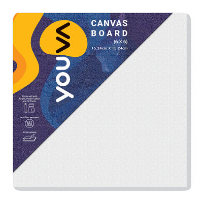 Navneet Youva Primed Canvas Board for Acrylic and Oil colour painting 6x6 inch