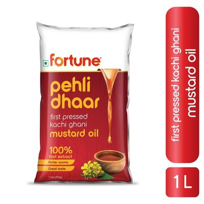 Fortune Pehli Dhaar First Pressed Kachi Ghani Mustard Oil Pouch