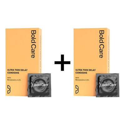Bold Care Ultra Thin Delay Condoms with Benzocaine 4.5% 10 pc X 2 Combo 