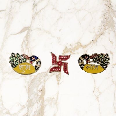 Shubh Labh & Swastik Sticker Set of 3 (Assorted Designs)