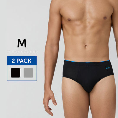 XYXX Uno IntelliSoft Micro Modal Solid Brief | Men's Innerwear | Pack of 2 | Black + Grey- M