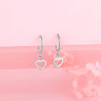 GIVA Silver Small Heart Drop Earrings
