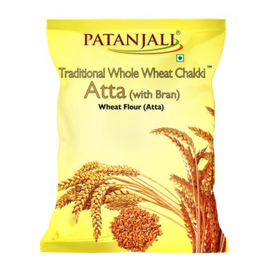 Patanjali Wheat Flour Atta With Bran Traditional Chakki Gehu Atta For Soft and Fluffy Roti