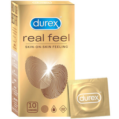 Durex Real Feel Condoms For Men - For Real Skin On Skin Feeling Latex Free