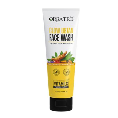 Orgatre Glow Ubtan Face Wash With Turmeric Kojic Acid & Niacinamide For Brightening Tan Removal