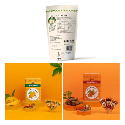 Tangy Imli (Tamarind) 10 Pcs Sour Candy | No Refined Sugar | Lollipop By Go Desi (10pc) & Real Aam (Mango) 10 Pcs | No Refined Sugar | Sour & Sweet Candy | Lollipop By Go Desi (10pc) & Go Desi Desi Popz Kaccha Aam Mango Candy (10pc) Combo 