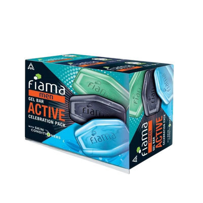 Fiama Men Gel Bar Active Celebration Pack with 3 Unique Gel Bars, for Moisturised Skin