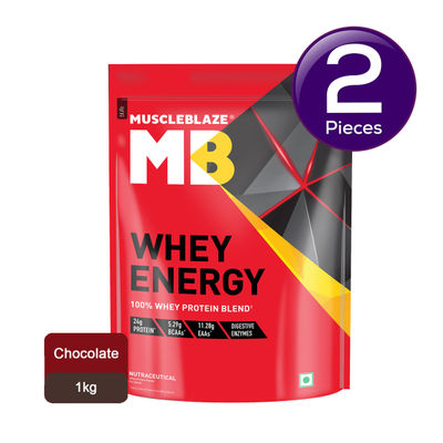 MuscleBlaze Whey Energy Powder - Chocolate 1 kg Combo