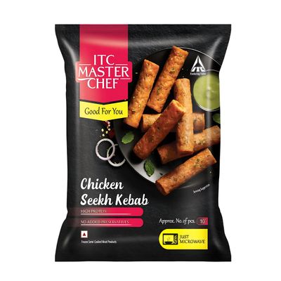 ITC Master Chef Chicken Seekh Kebab | Protein-High | No-preservatives | Microwave Friendly | 10 Pcs
