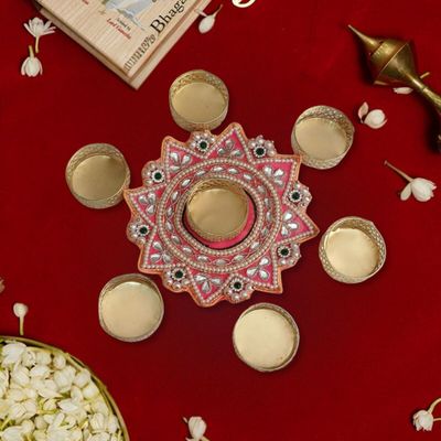 Mirror Work Flower Rangoli T-Light Holders Assorted for Mother's Day Gifting