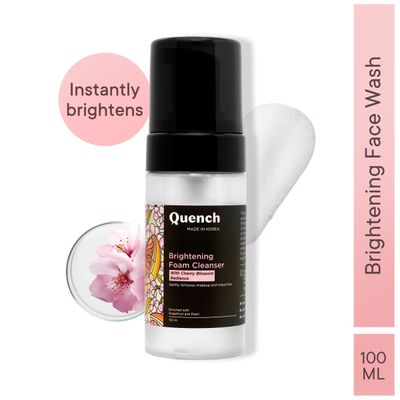 Quench Brightening Foam Face Wash Korean Cleanser for Instant Glow with Cherry Blossom & Pearl Extracts