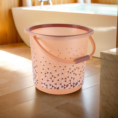 Kuber Industries 18 L Unbreakable Plastic Bucket for Bathroom | Triangle Print | Brown