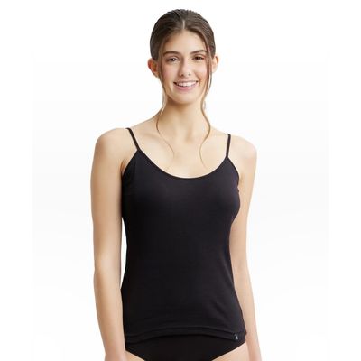 Jockey 1487 Women's Super Combed Cotton Rib Camisole|Adjustable Straps | Black-XXL