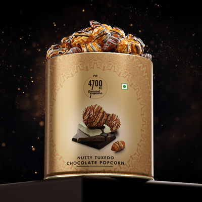 4700BC Nutty Tuxedo Chocolate Popcorn Tin