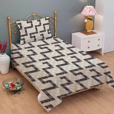 Elegant Weavers Printed Single Bedsheet With 1 Pillow Cover - Cube