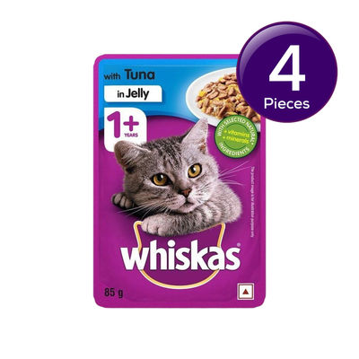 Whiskas Adult Tuna in Jelly Wet Cat Food, 80g, Pack of 4