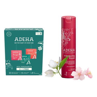 Adeha Air Freshener Pouch (80g) & Adeha Room Freshener Spray Whispering Woods (218ml) Combo