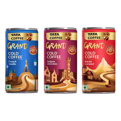Tata Coffee Grand Ready To Drink Coffee French Vanilla (180ml) & Tata Coffee Grand Ready To Drink Coffee Belgian Chocolate (180ml) & Tata Coffee Grand Ready To Drink Coffee Swiss Caramel (180ml) Combo