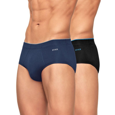 XYXX Uno IntelliSoft Micro Modal  Solid Brief  | Men's Innerwear | Pack of 2  | Blue + Black- XL
