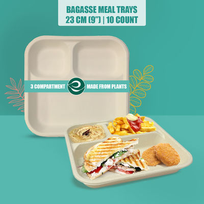 ECO SOUL 10 Count | 3CP Disposable Meal Tray/Plate