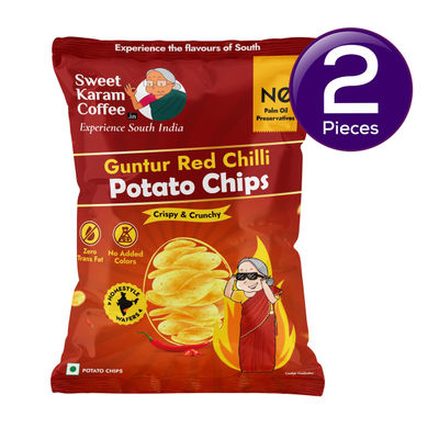 Sweet Karam Coffee Guntur Red Chilli Potato Chips - No Palm Oil 60 g X 2 Combo
