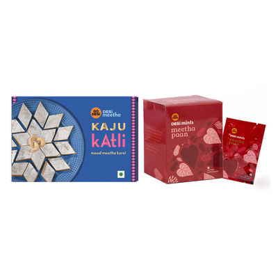 Kaju Katli Classic | Kaju Barfi | Sweets | By Go Desi (200g) & Meetha Paan, 12 Pcs | Mouth Freshener | By Go Desi (12pc) Combo