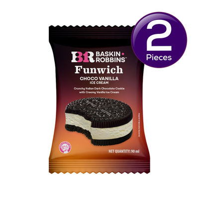 Baskin Robbins Funwich Choco Vanilla Ice Cream Sandwich 90 ml Combo