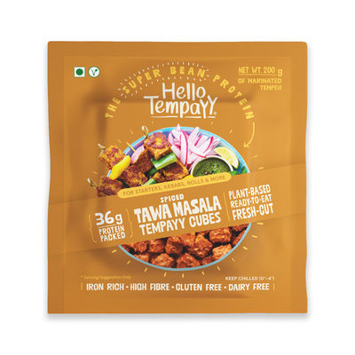 Hello Tempayy Spiced Tawa Masala Soyabean Tempeh Cubes Protein & Fibre Rich