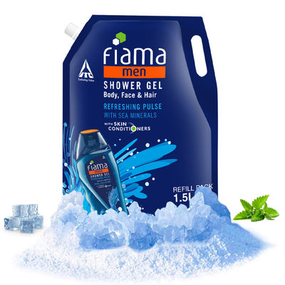 Fiama Men Shower Gel Refreshing Pulse, Body Wash With Skin Conditioners For Refreshed Skin, Pouch