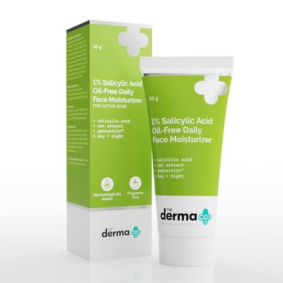 The Derma Co. 1% Salicylic Acid Oil-Free Face Moisturizer with Oat Extract for Active Acne