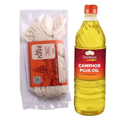 Jai Kashi Pancha Deepam Pooja Oil(1l) & Jai Kashi Long Cotton Wicks(100pc) Combo