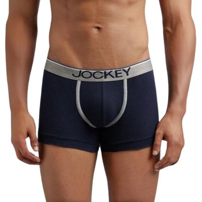 Jockey 8015 Men's Super Combed Cotton Rib Solid Trunk|Ultrasoft Waistband | Navy-M