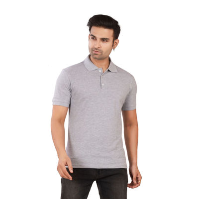 EQL Men's Cotton Solid Lightweight & Breathable Polo T-shirt | Grey - S