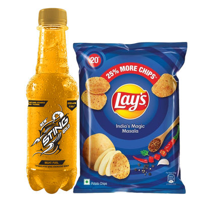 Lay'S India'S Magic Masala Potato Chips (48g) & Sting Gold Night Fuel Energy Drink (250ml) Combo