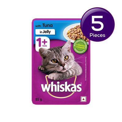 Whiskas Adult Tuna in Jelly Wet Cat Food, 80g, Pack of 5