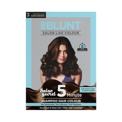 Bblunt Chocolate Dark Brown 5 Minute Shampoo Hair Colour For 100% Grey Coverage
