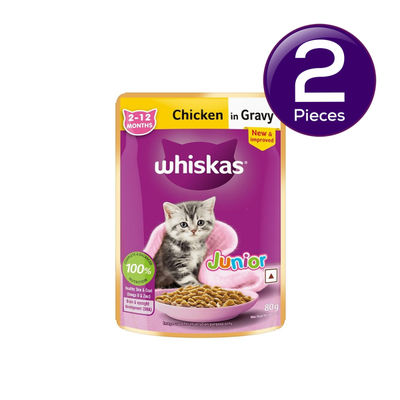 Whiskas Junior Chicken in Gravy Wet Cat Food, 80g, Pack of 4