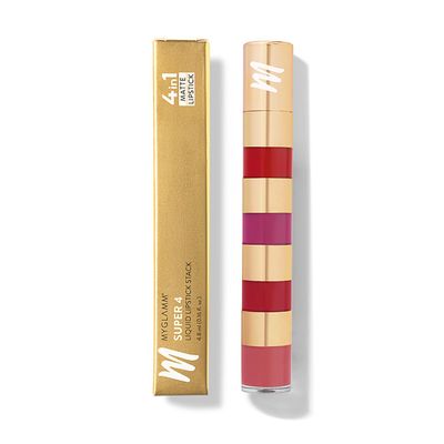 Myglamm Super 4-In-1 Matte Liquid Lipstick Stack - True Bolds