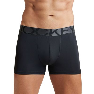 Jockey IC28 Men's Tactel Microfiber Elastane Stretch Solid Trunk | Black-M