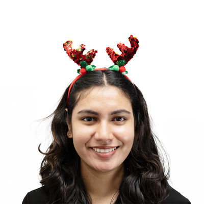 Picfest Hairband Reindeer Sequin Red Golden Colour 1Pc