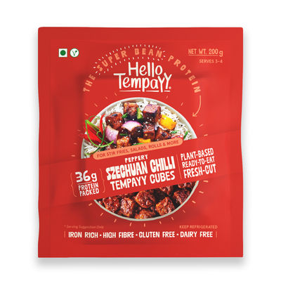 Hello Tempayy Peppery Szechuan Chilli Soyabean Tempeh Cubes Protein & Fibre Rich